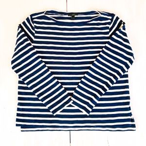 J. CREW navy + white stripe boatneck top